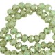Top Facet kralen 3x2mm disc Vineyard green-pearl shine coating